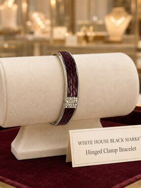 White House Black Market Burgundy Animal-Print Hinged Clamp Bracelet